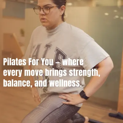Every move brings strength, balance, and wellness. This client is focused during a lunge on the reformer, building stability from the ground up.