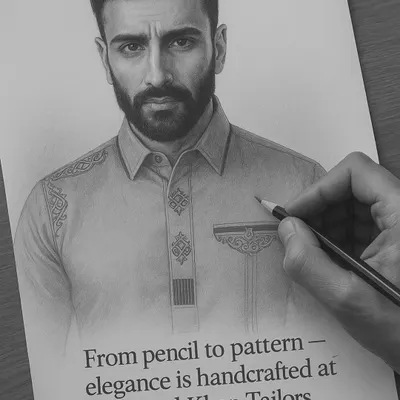 From pencil to pattern, this is where elegance begins. This sketch of a custom kurta shows the detailed planning that goes into every piece, ensuring the final garment is a true work of handcrafted art.