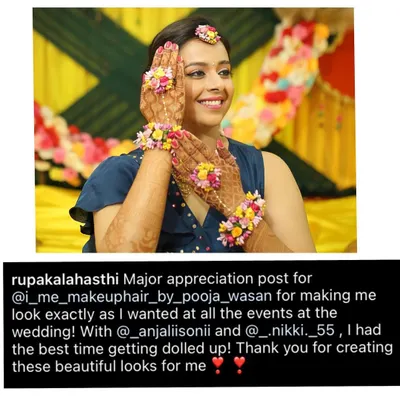 I am so grateful for this wonderful feedback. My ultimate goal is to listen to my clients and bring their vision to life, and knowing I made her feel beautiful at all her wedding events means the world to me.