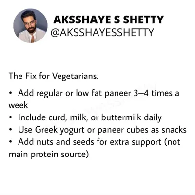 Studies show 70-80% of Indians are protein deficient. I provide practical fixes for both vegetarians and non-vegetarians to bridge this gap, as adequate protein is crucial for muscle recovery, immunity, and getting results from your workouts.