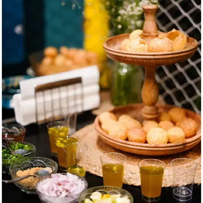 Beyond the cake, I arrange delicious food that everyone loves. This beautifully presented golgappa station was a huge hit with the adult guests at a recent party.