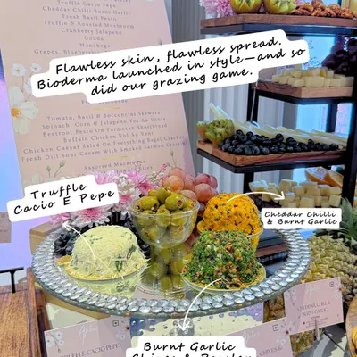 Our grazing table for Bioderma's launch event. We curated a spread with our signature cheese domes to match the event's elegant, pink-themed affair.