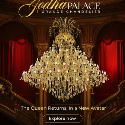 The Jodha Palace Grande Chandelier is the definition of royal grandeur. Standing 9 feet tall with 177 lights, this piece is designed to dominate a double-height space, creating a legacy of light.