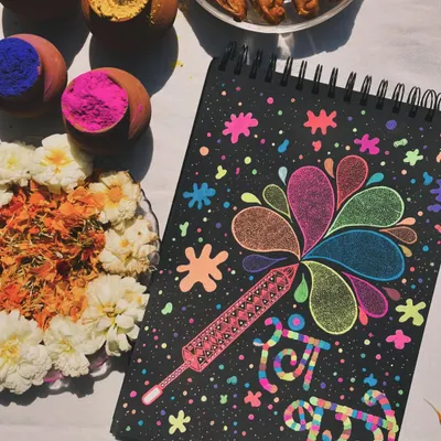"Rang Barse!" A colorful doodle celebrating Holi, the festival of colors. Playing with colors is not just fun, it's also great for mental health.