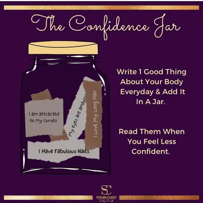 This is my 'Confidence Jar' exercise, a powerful tool to combat self-doubt. The idea is simple: write one good thing about your body every day and add it to a jar. When you feel low, read them. It’s a practical step towards body acceptance and self-love.