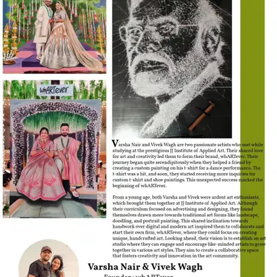 We were thrilled to see our story and our work, including our live wedding paintings and the broken glass Modi portrait, featured in The Aishya Magazine. It's an honor to be recognized for doing what we love.