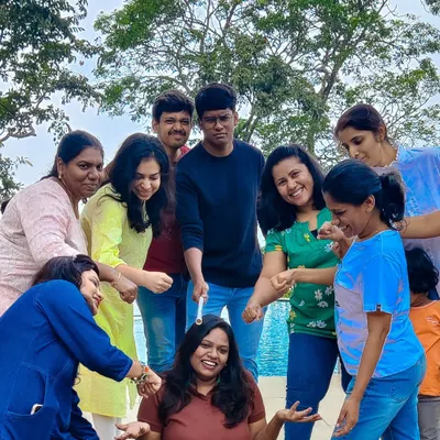 A moment of pure fun and camaraderie during a team-building activity at a corporate retreat. These games are designed to break the ice and encourage collaboration in a relaxed, natural setting.