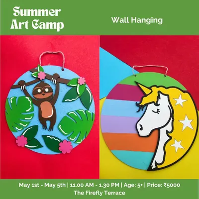 Our Summer Art Camp includes fun projects like painting these colorful sloth and unicorn wall hangings. It's a great way for kids to learn new techniques and create beautiful decor for their rooms.