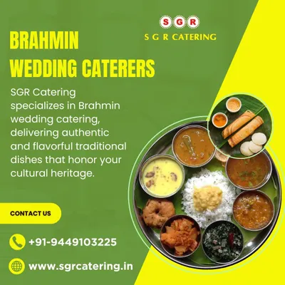 A complete South Indian vegetarian thali served on a banana leaf, showcasing a variety of dishes like sambar, rasam, poriyal, and vada. We specialize in crafting these authentic menus for Brahmin weddings and other traditional ceremonies.
