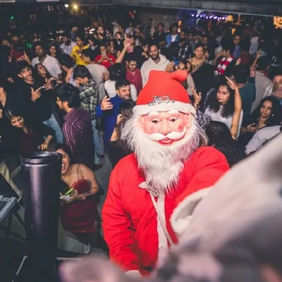 Even Santa makes an appearance at my Christmas parties. This shot from the DJ booth at Flo Churchstreet shows how we get everyone, including a Santa impersonator, into the festive spirit.