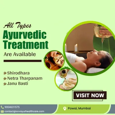 We offer a comprehensive range of Ayurvedic treatments to restore your health. This includes specialised procedures like Shirodhara for mental calm, Netra Tharpanam for eye health, and Janu Basti for knee pain, all available at our Powai clinic.