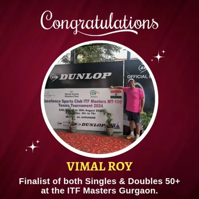 Age is just a number on our courts. We congratulate Vimal Roy for his incredible achievement, reaching the finals in both Singles and Doubles 50+ at the ITF Masters in Gurgaon.