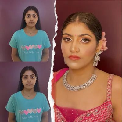 The power of a great makeup transformation, shown side-by-side. From a natural daily look to a party-ready glam, I focus on creating a polished finish that enhances your natural beauty.