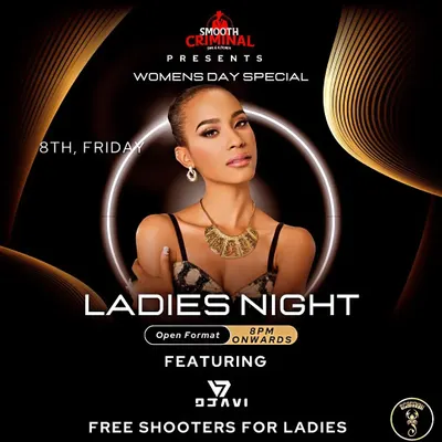 Celebrating International Women's Day with a special Ladies Night at Smooth Criminal Club, complete with free shooters for all the ladies.