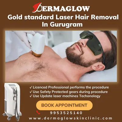 A male client receives our gold standard laser hair removal on his chest. We use updated laser technology and protective gear, and every procedure is performed by a licensed professional to ensure safety and optimal results.