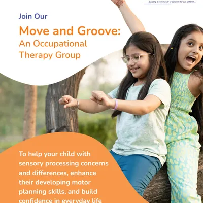 Our Move and Groove group uses occupational therapy to help children with sensory processing concerns and motor planning skills. Through movement and play, we help build confidence for everyday life.