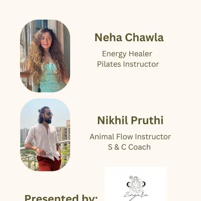 Meet the initiators of the Zingara Tribe. I am Neha Chawla, an Energy Healer and Pilates Instructor, and this is Nikhil Pruthi, our Animal Flow and Strength & Conditioning Coach.