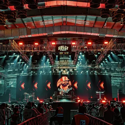 The view from my console at Gully Fest 2024. The massive stage production, the lights, and the sea of people ready for the show is an incredible sight.