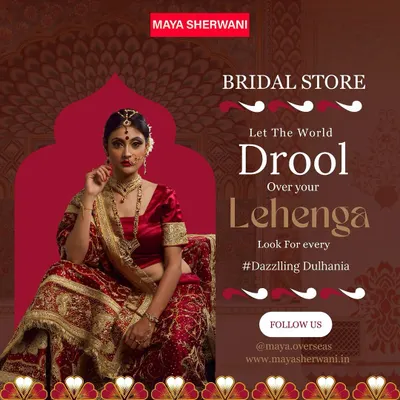 Let the world drool over your lehenga. This classic red and gold bridal lehenga is designed for the dazzling dulhania who wants a timeless and regal look on her wedding day.