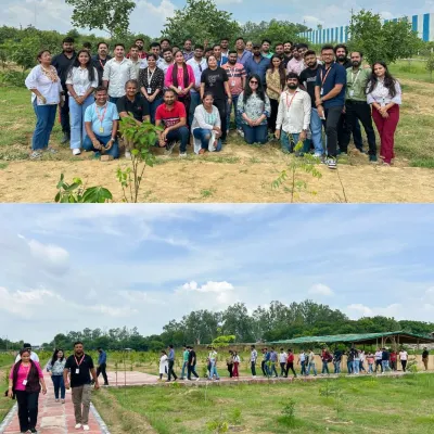 The full team from EXL after a successful plantation drive in Greater Noida. It's a day of collaboration and positive energy, creating a stronger team and a greener planet.