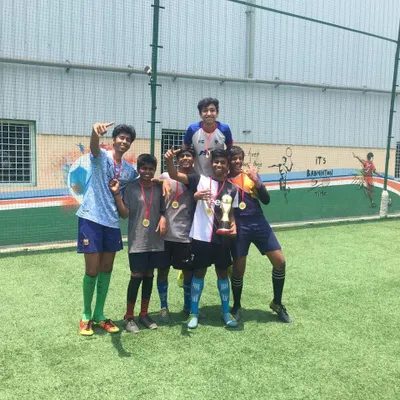 Victory! Our U-16 Football Team celebrating after winning the Stallion Football Cup. Teamwork, strategy, and relentless practice led to this fantastic result.