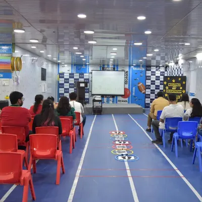 A look at our indoor hall set up for a Parent Orientation. This versatile space can be configured for presentations, performances, or a fun party.