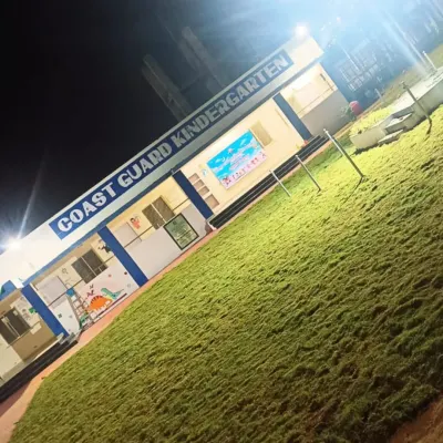 The completed lawn at the Coast Guard Kindergarten, seen at night. We ensure our projects look great day or night.