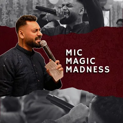 'Mic Magic Madness' at a vibrant Mehndi ceremony. This graphic captures the energy and fun I bring to wedding events, making sure the celebration is full of music and happy moments.