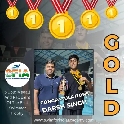 Darsh Singh's incredible achievement of 5 Gold Medals and the Best Swimmer Trophy at the CBSE North Zone Swimming Championship. A true testament to his grit.