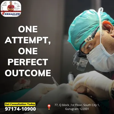 A glimpse into the precision of our FUE hair transplant surgery. Our surgeon uses specialized tools and magnifying loupes to ensure each hair follicle is implanted with perfect accuracy for a seamless result.