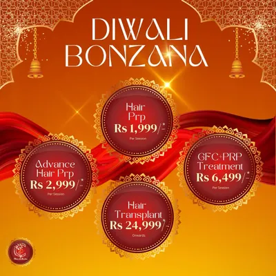 To celebrate the festive season, I've put together this Diwali Bonzana with special prices on our most popular hair restoration treatments, including Hair PRP, GFC, and Hair Transplants.