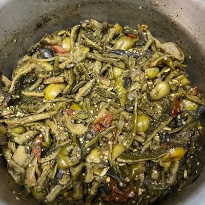 A pot of 'Rusep', our traditional wild veggie delicacy. It's a boiled mix of bitter eggplant, bitter gourd, and other veggies, loved by the Ao tribe for its unique tangy and bitter taste.