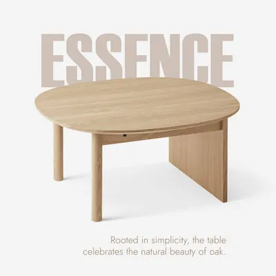 This table celebrates the natural beauty of oak wood. Its simple, clean design with rounded edges and a minimalist frame makes it a timeless piece. It’s rooted in simplicity, bringing a sense of calm and organic warmth to any space.