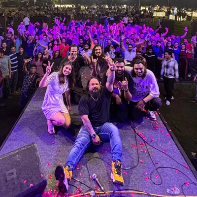 The view from our stage at the Shapoorji Pallonji corporate event. An absolutely electric crowd that gave us all their energy, and we gave it right back.