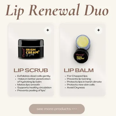 Introducing my Lip Renewal Duo. The Irish Cream Lip Scrub gently exfoliates dead cells, allowing the hydrating Irish Cream Lip Balm to penetrate deeply. This two-step process supports healthy circulation and prevents peeling for smooth, protected lips.