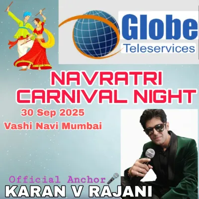 Official event poster for the Navratri Carnival Night in Vashi, where I was the official anchor. I am experienced in hosting large corporate-sponsored festival events.