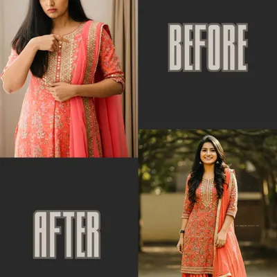 A perfect example of my tailoring magic. This before-and-after shows how a simple adjustment can transform an ill-fitting kurta into a perfectly tailored, magnificent outfit.