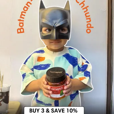 Even our tiniest critics approve. This little Batman loves our sweet and tangy Gujarati Chhundo. It's a joy to see our pickles becoming a favourite in your homes.