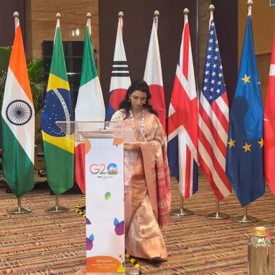 Hosting the G20 Curtain Raiser in the Andaman and Nicobar Islands, surrounded by the flags of member nations. It was a privilege to set the stage for India's presidency, welcoming delegates to our country.