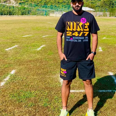 Standing on the field in my gear. I believe in daring to be different, whether it's with a unique strategy on the field or a bold analysis in the commentary box.