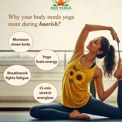 Why does your body need yoga more during baarish? The monsoon slows the body, but yoga fuels energy. A 15-minute stretch and breathwork session can fight fatigue and leave you feeling recharged.