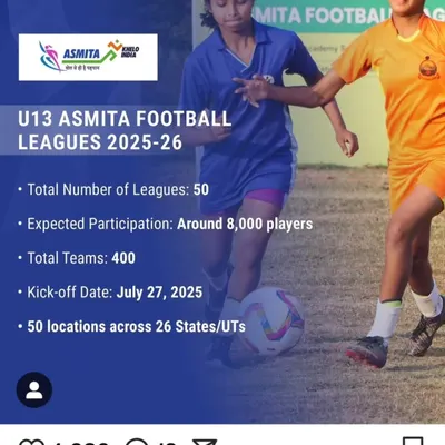 An informational graphic about the U13 Asmita Football Leagues 2025-26, a tournament our girls' squad proudly participates in.