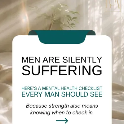 Society often tells men to be strong and silent, but true strength lies in acknowledging when you need support. I created this mental health checklist specifically for men, because knowing when to check in is a powerful act of self-care.