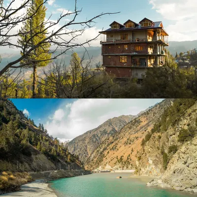 A diptych showing a beautiful house in the mountains and a stunning river valley. The caption tells my personal story of how photography became my passion and profession after a setback in college.