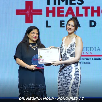 We are proud to be recognized for our work. Here I am being honored with the Excellence in Dermatology, Cosmetology & Trichology Award at the Times Healthcare Leaders 2025, a testament to our 23+ years of expertise and commitment to patient results.