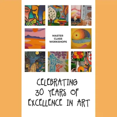 This collage showcases the variety of my master class workshops. Throughout the year, we explore famous masters and contemporary artists, learning about their unique styles and elements of art history.
