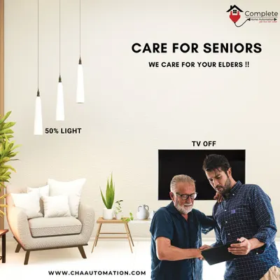 We provide smart care for seniors. Our automation systems allow for easy control of the home environment, such as dimming lights to 50% or turning off the TV, making daily life more comfortable for your elders.