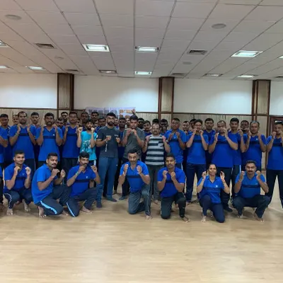 A group of security personnel from a major Indian steel company during our 30-hour Krav Maga Global self-defense and combat training course. The focus is on building practical, effective response skills.