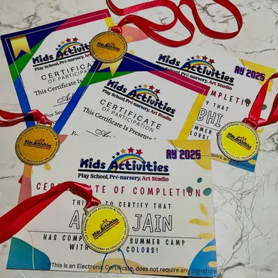 A proud moment for our lovely kiddos. We believe in celebrating every achievement, big or small. These certificates of participation and completion, along with medals, recognize the hard work and creativity of our students.