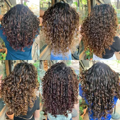 A collage of curly love. This shows the variety of non-bleach colors I can create on different curl patterns, from loose waves to tight ringlets.